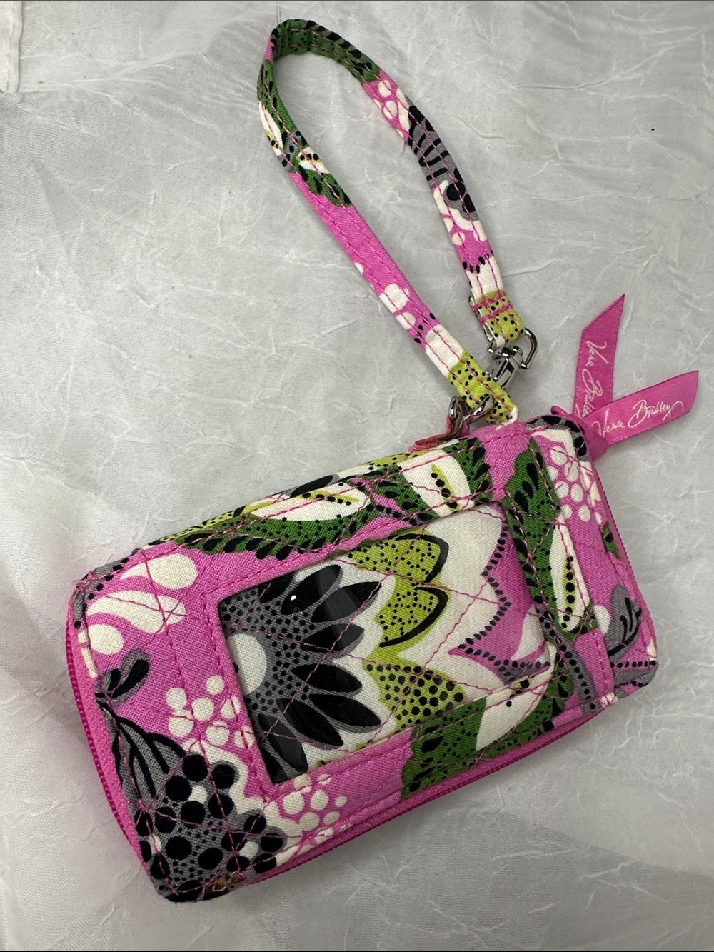 Vera Bradley Pink Green Floral Wristlet Wallet